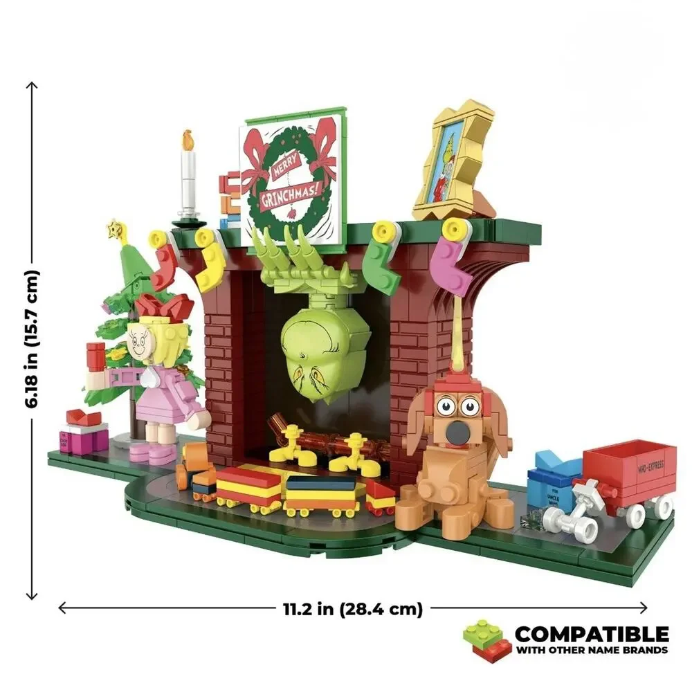 Brickcraft The Grinch Grinchmas Eve Fireplace Building Kit, 547 Pieces, Holiday